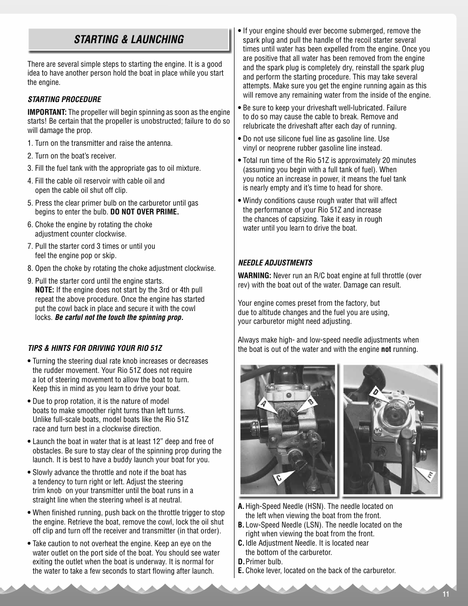 Starting & launching | AquaCraft Rio 51Z User Manual | Page 11 / 16