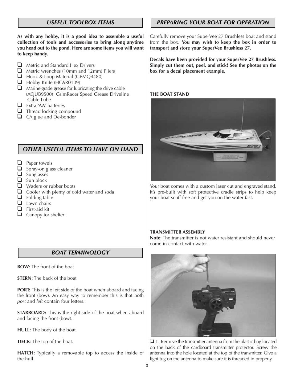 AquaCraft SuperVee 27 User Manual | Page 3 / 11