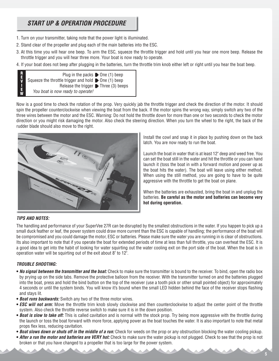 Start up & operation procedure | AquaCraft SuperVee 27R User Manual | Page 5 / 16