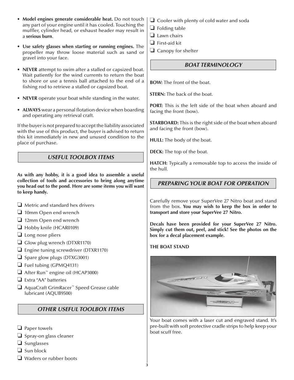 AquaCraft SuperVee 27 Nitro User Manual | Page 3 / 12