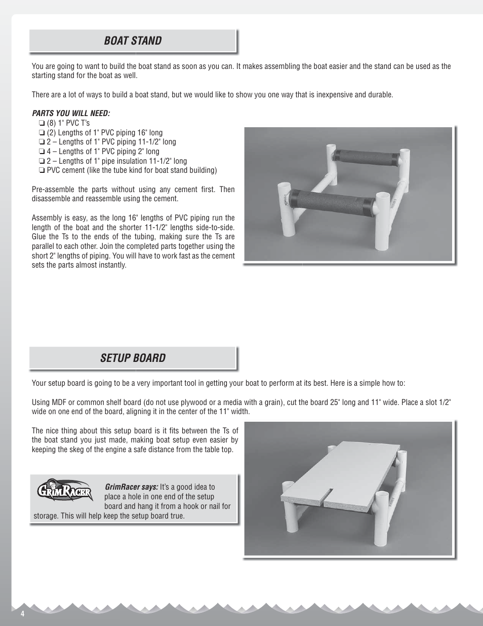 Boat stand, Setup board | AquaCraft Top Speed 3 User Manual | Page 4 / 24