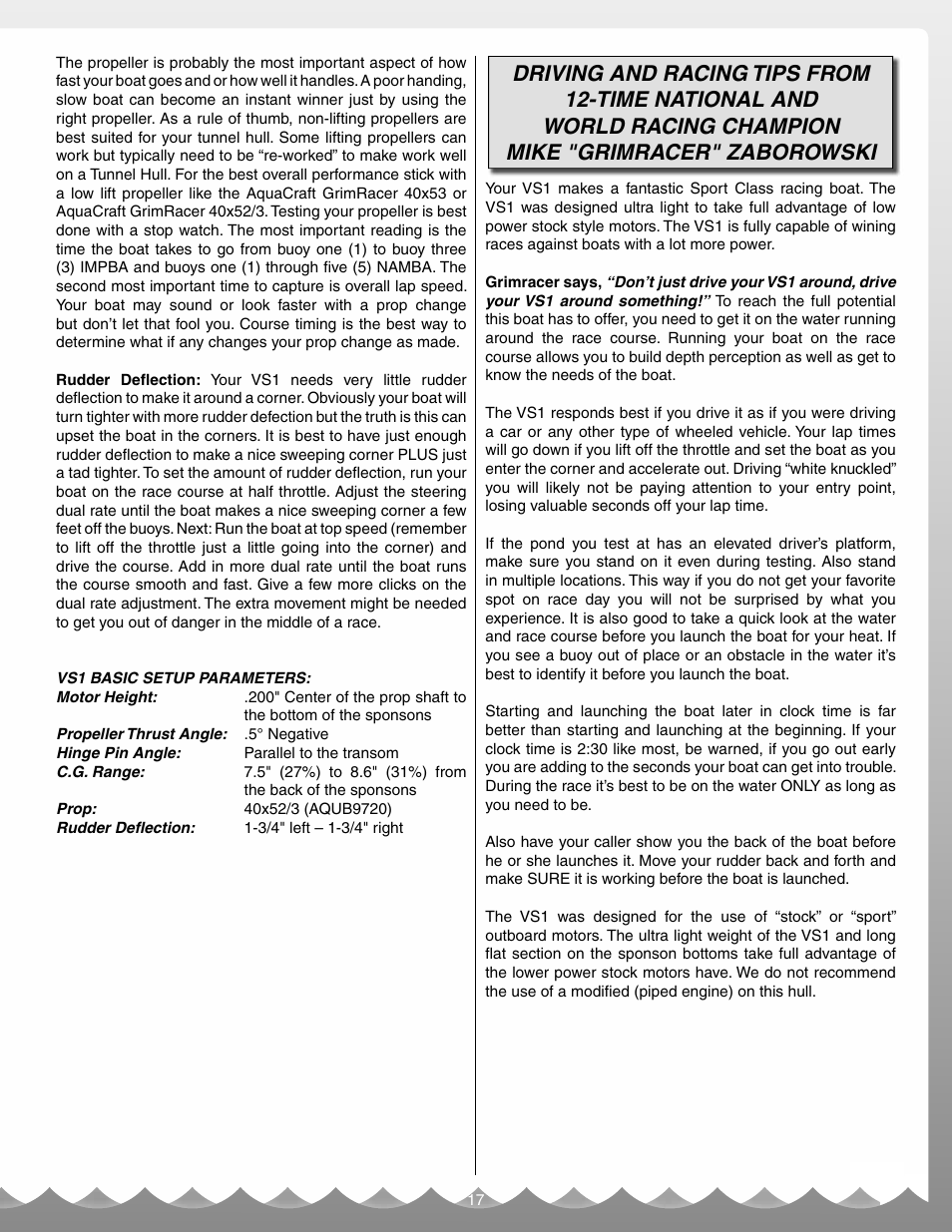 AquaCraft VS1 User Manual | Page 17 / 20