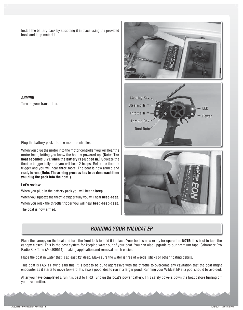 Running your wildcat ep | AquaCraft Wildcat User Manual | Page 5 / 8