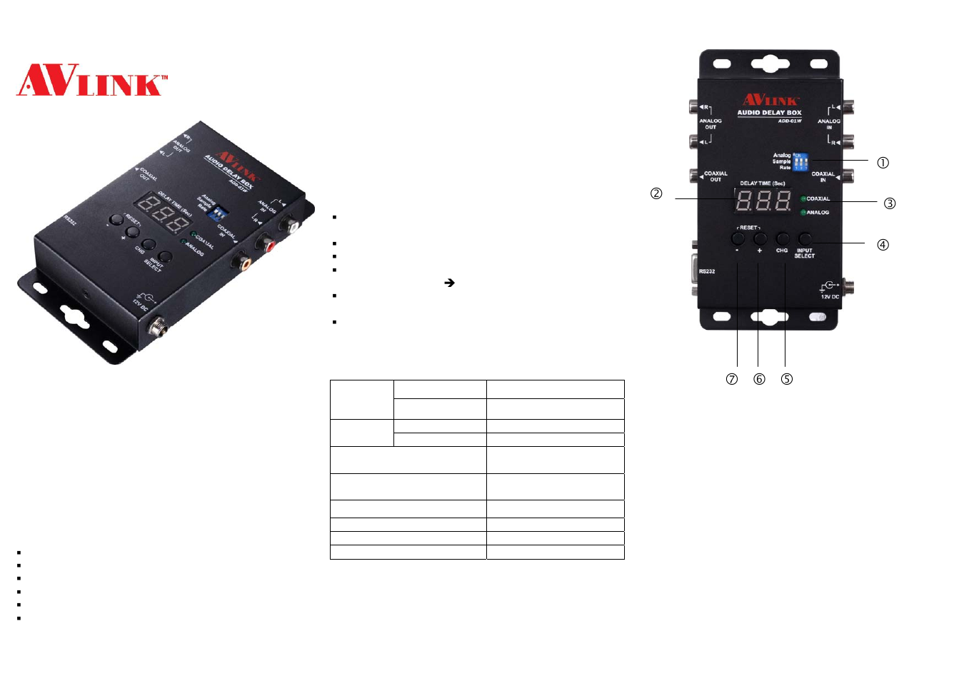 Avlink ADD-01W User Manual | 2 pages