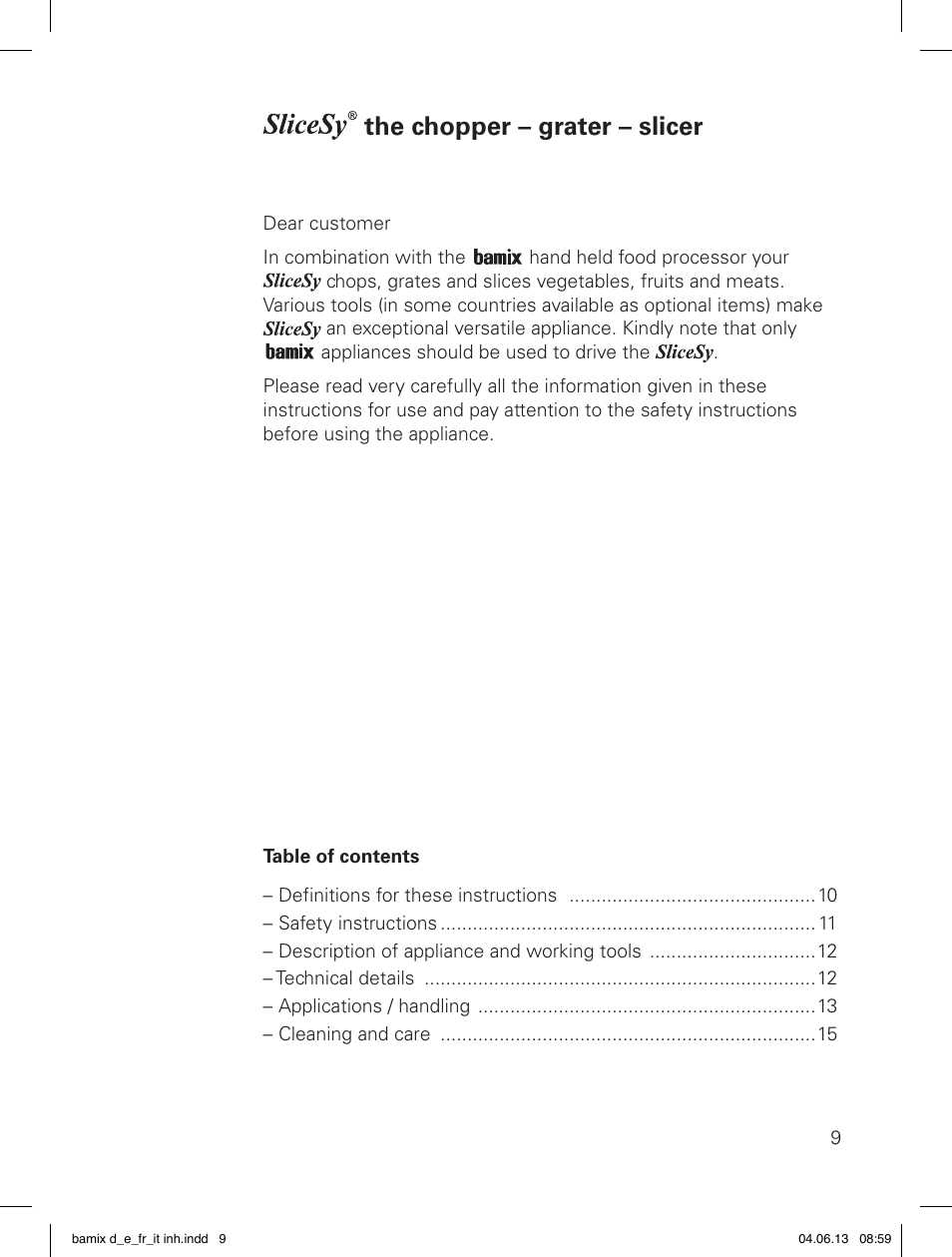 The chopper – grater – slicer | bamix SliceSy User Manual | Page 11 / 34