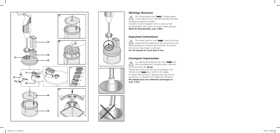 Wichtige hinweise, Important instructions, Consignes importantes | bamix SliceSy User Manual | Page 2 / 34