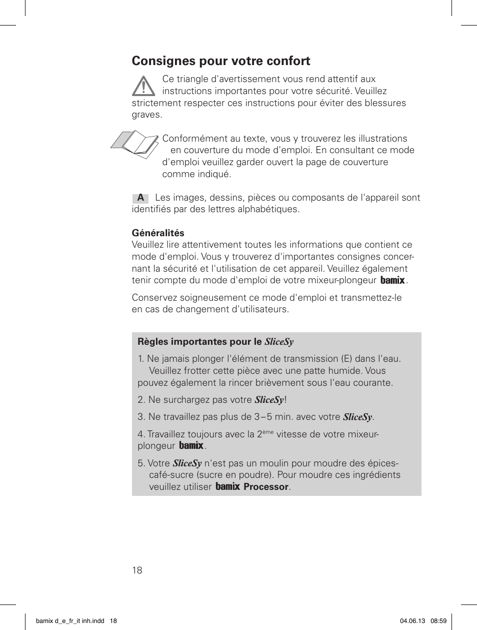 Consignes pour votre confort | bamix SliceSy User Manual | Page 20 / 34