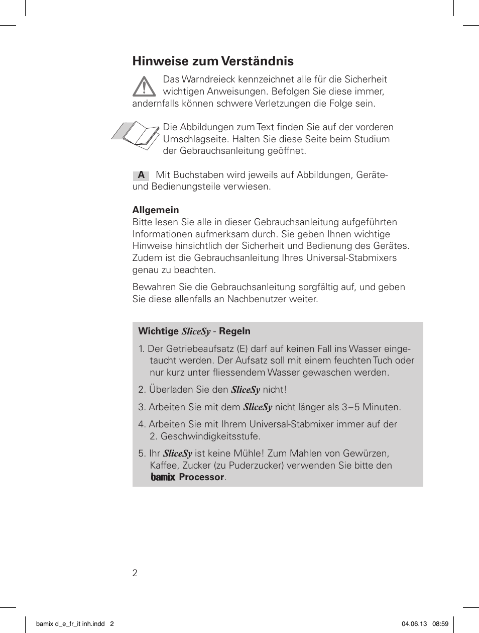 Hinweise zum verständnis | bamix SliceSy User Manual | Page 4 / 34
