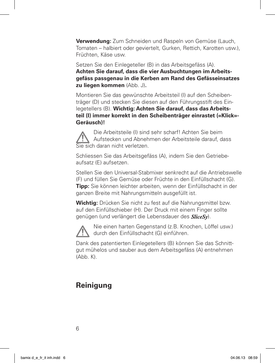 Reinigung | bamix SliceSy User Manual | Page 8 / 34