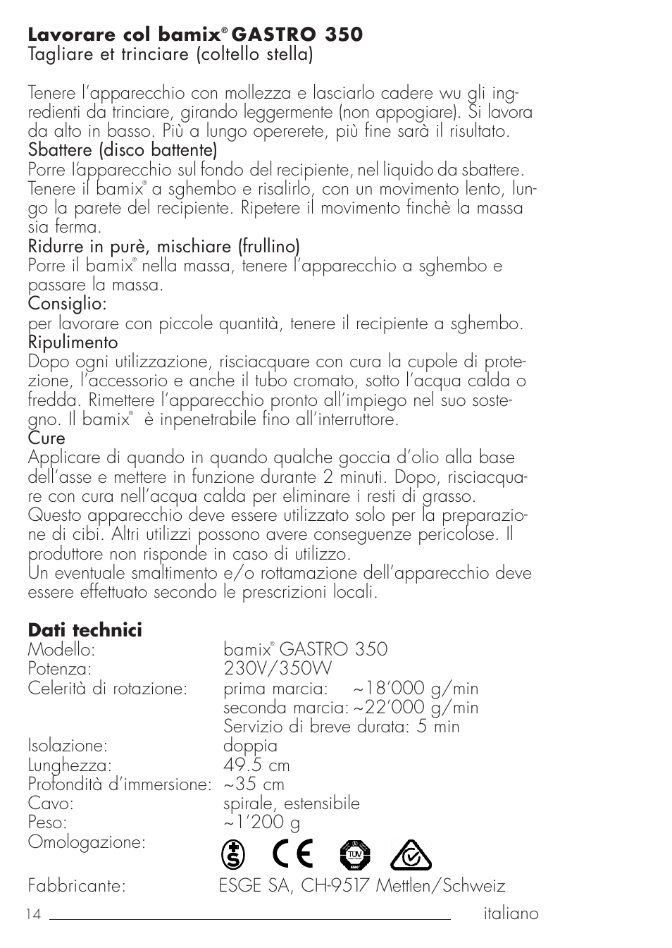 bamix Gastro 350 User Manual | Page 14 / 44