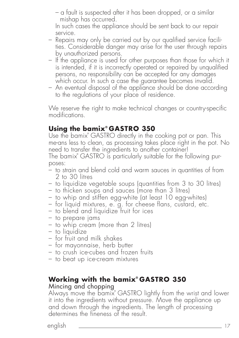 bamix Gastro 350 User Manual | Page 17 / 44