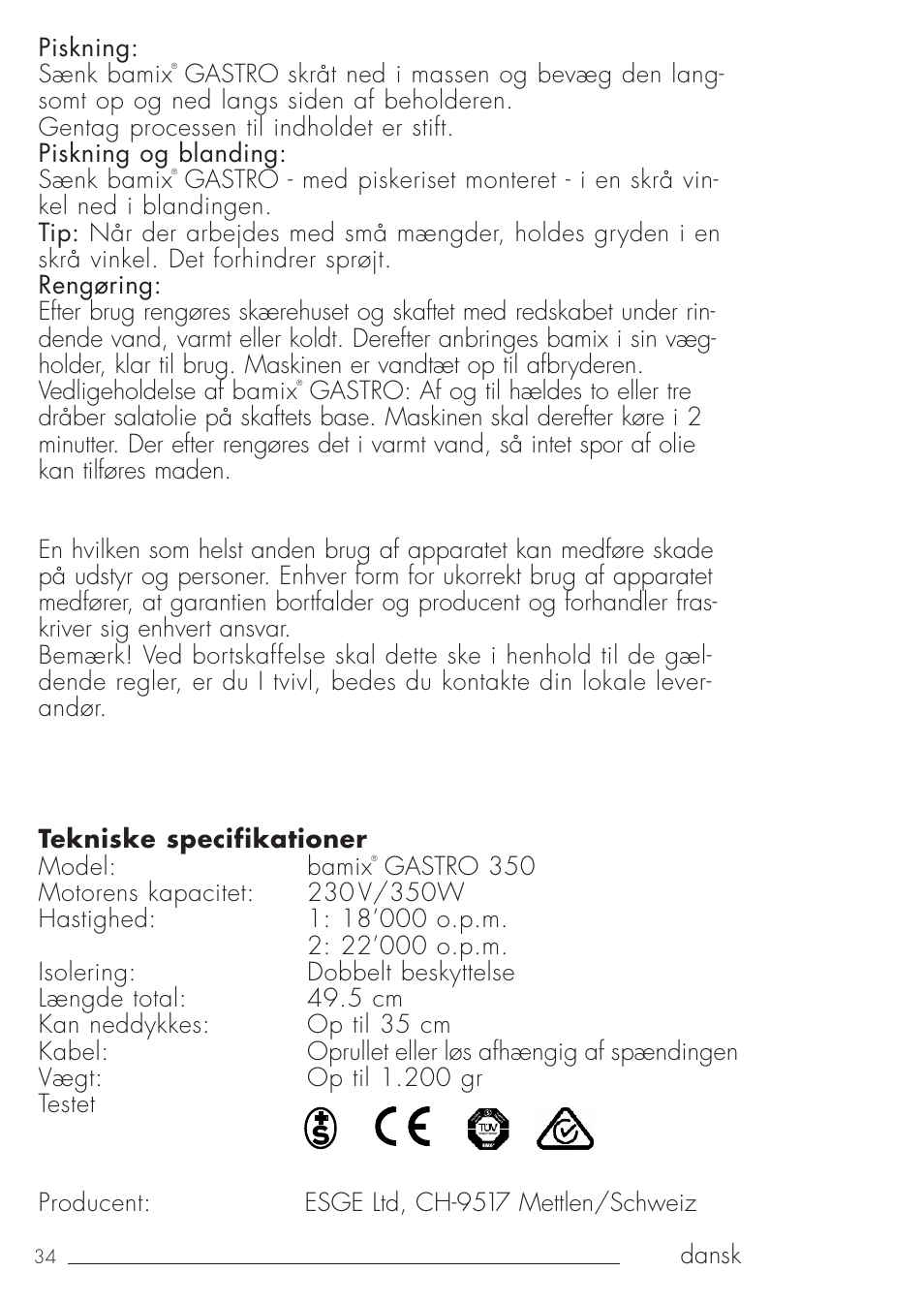 bamix Gastro 350 User Manual | Page 34 / 44