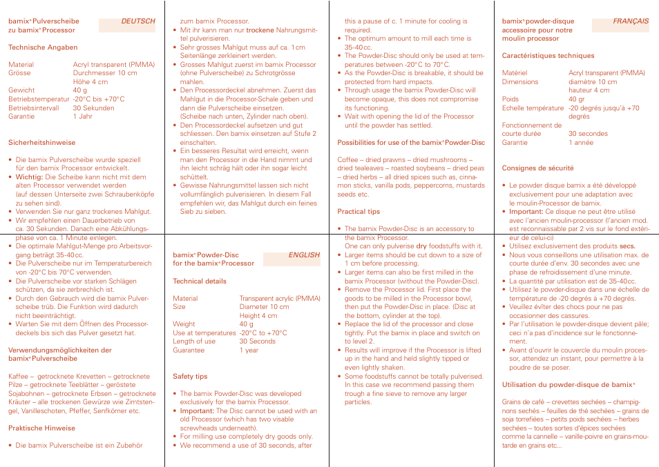 bamix Pulverscheibe User Manual | Page 2 / 2
