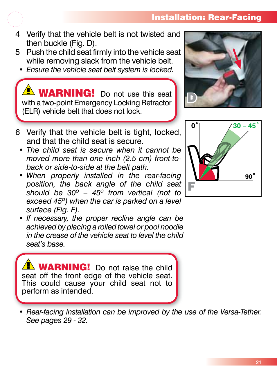 Warning | Britax ROUND ABOUT 50 User Manual | Page 23 / 48