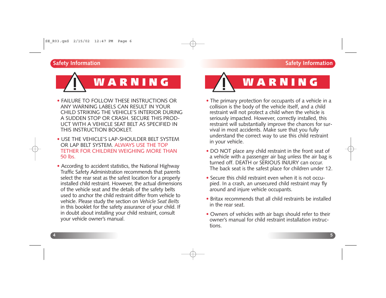 Britax Super Elite User Manual | Page 4 / 17