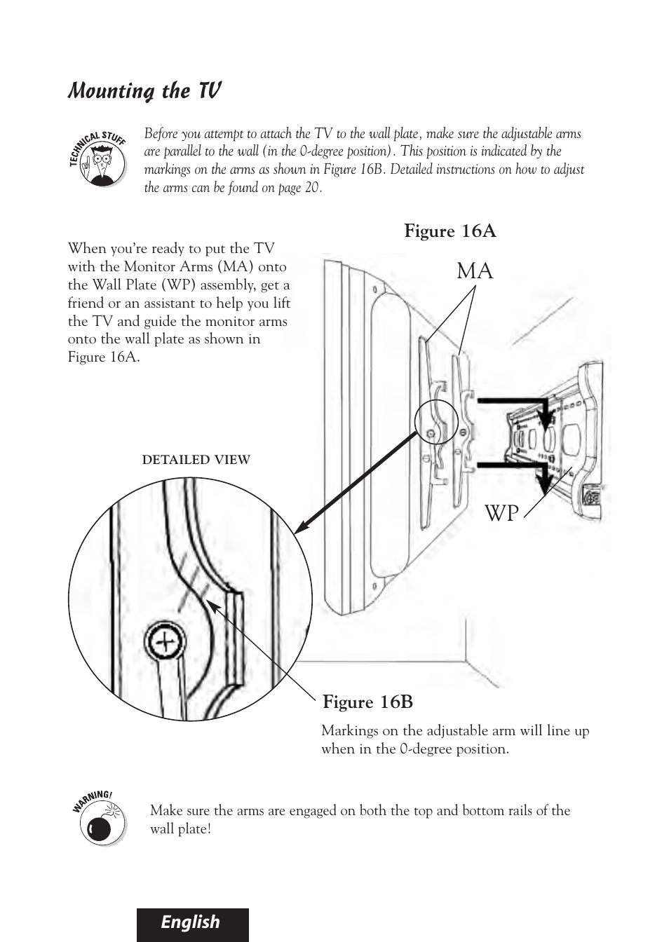 Ma wp mounting the tv | Bell'O 8335 User Manual | Page 19 / 23