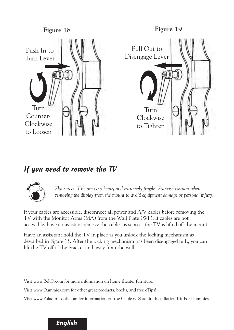 If you need to remove the tv | Bell'O 8335 User Manual | Page 21 / 23