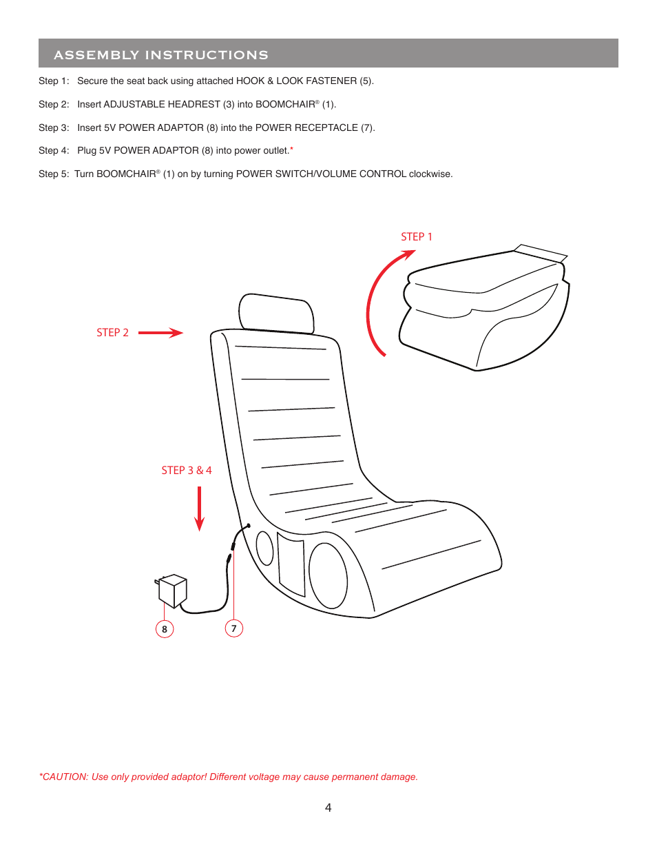 Assembly instructions | BoomChair A44 - 2nd Generation User Manual | Page 4 / 8