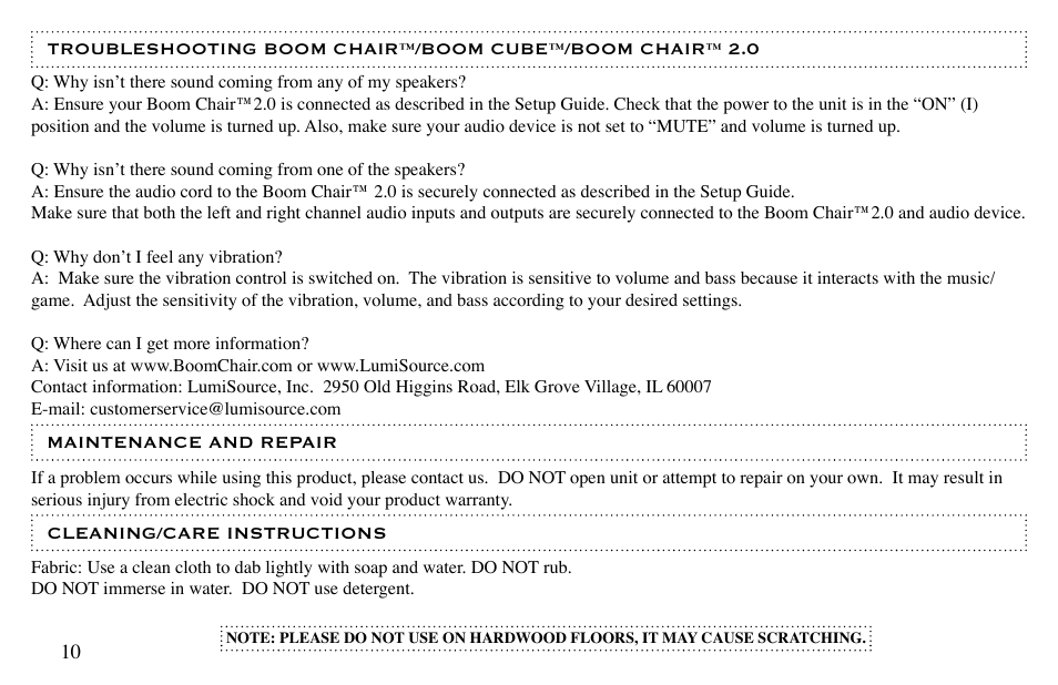 BoomChair 2.0 User Manual | Page 10 / 12