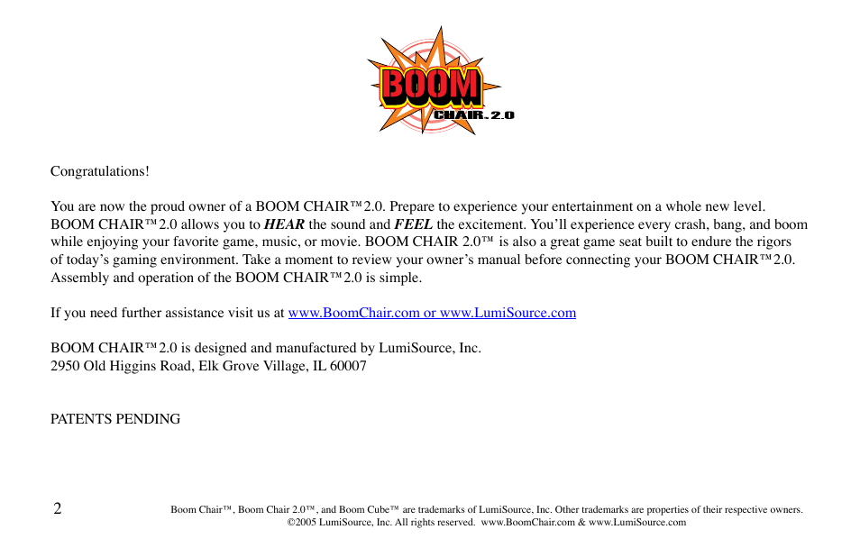 BoomChair 2.0 User Manual | Page 2 / 12