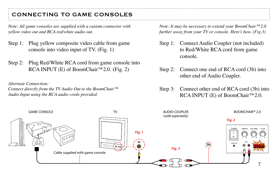 Connecting to game consoles | BoomChair 2.0 User Manual | Page 7 / 12