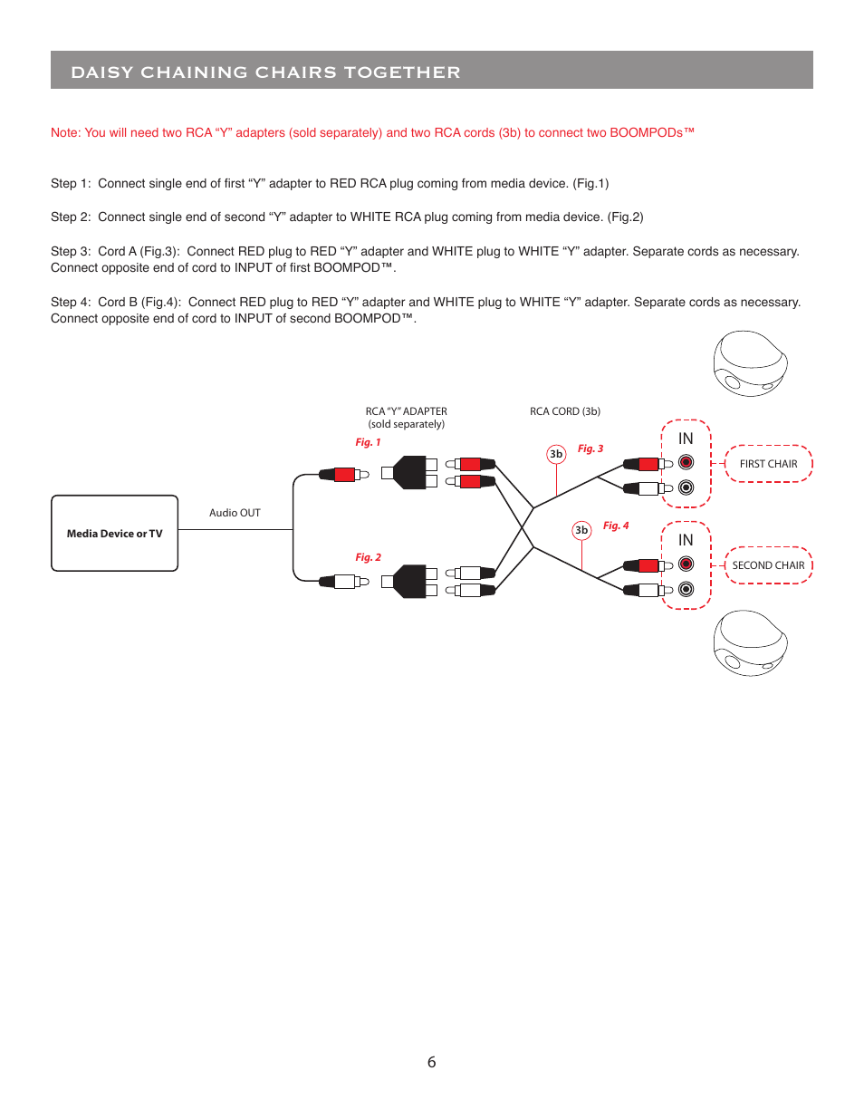 Daisy chaining chairs together | BoomChair BoomPod - with Adapter User Manual | Page 6 / 8