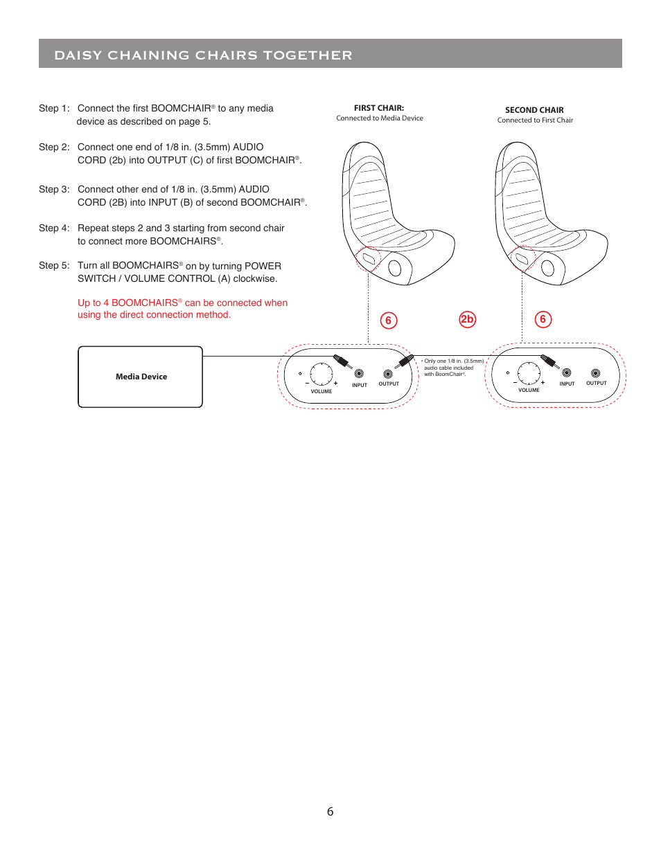 Daisy chaining chairs together | BoomChair Moto User Manual | Page 6 / 8