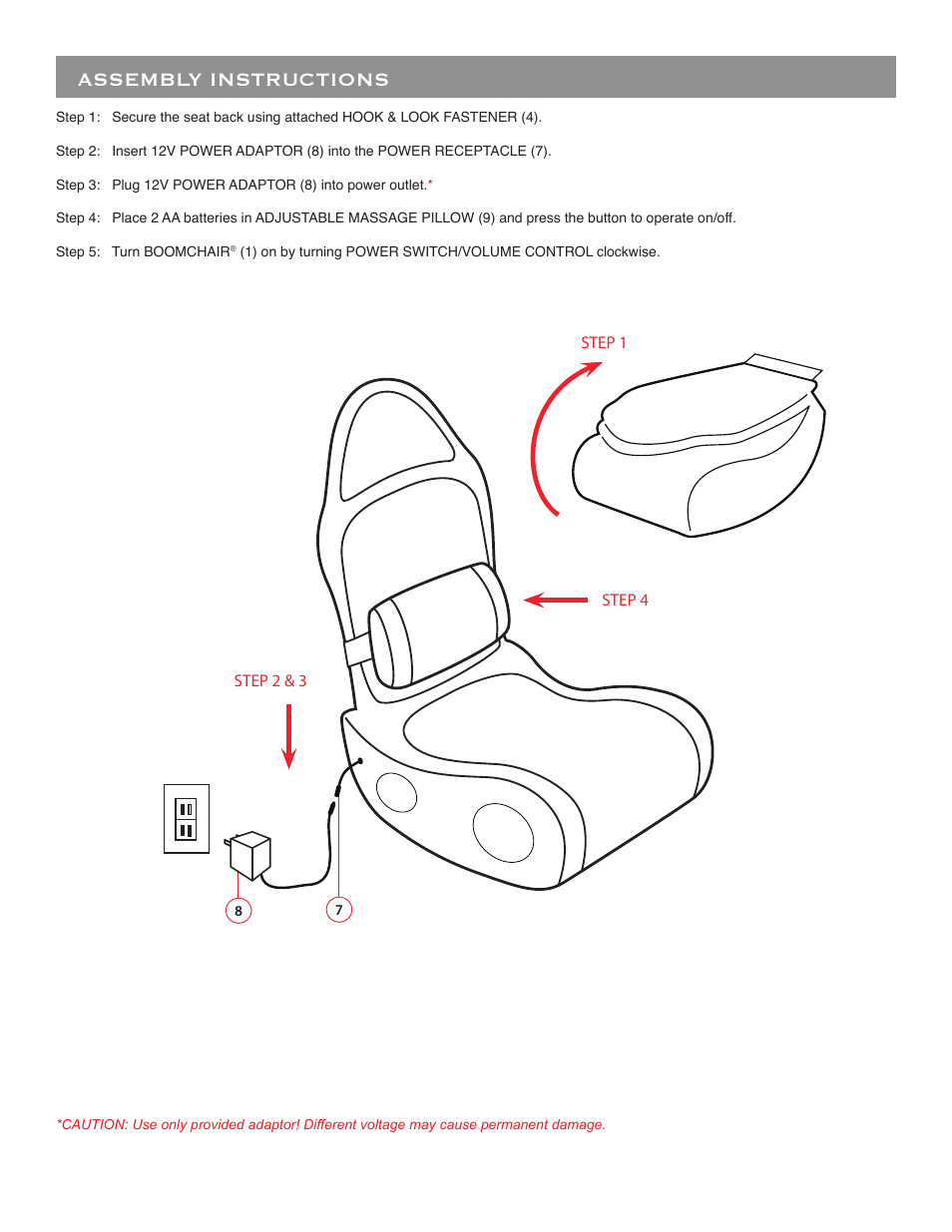 Assembly instructions | BoomChair RPM User Manual | Page 4 / 8