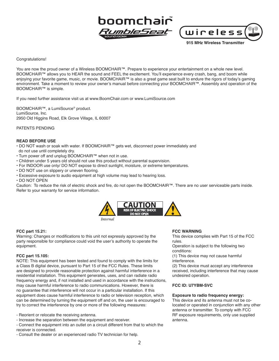 BoomChair Rumble Seat User Manual | Page 2 / 8