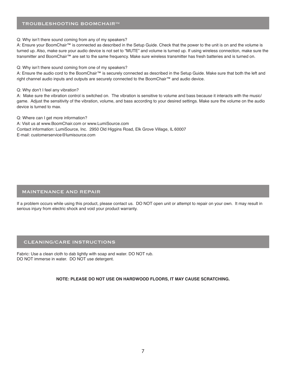 BoomChair Rumble Seat User Manual | Page 7 / 8