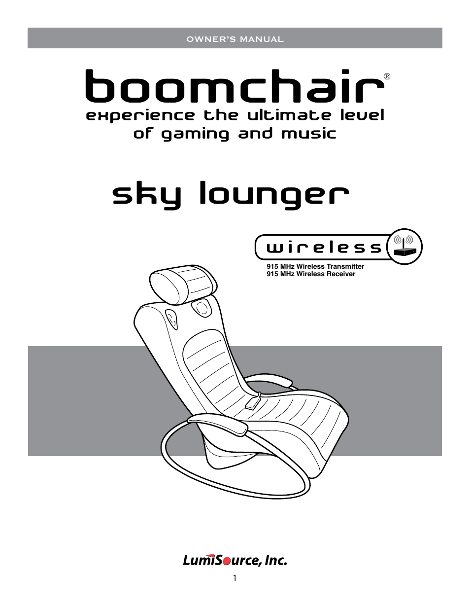 BoomChair Sky Lounger - Wireless User Manual | 8 pages