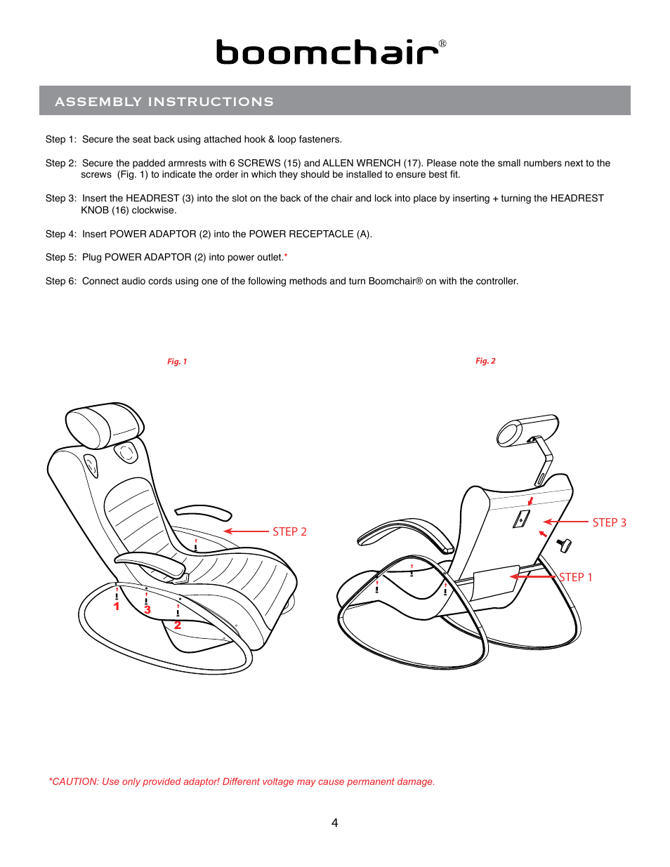 Assembly instructions | BoomChair Sky Lounger - Wireless User Manual | Page 4 / 8