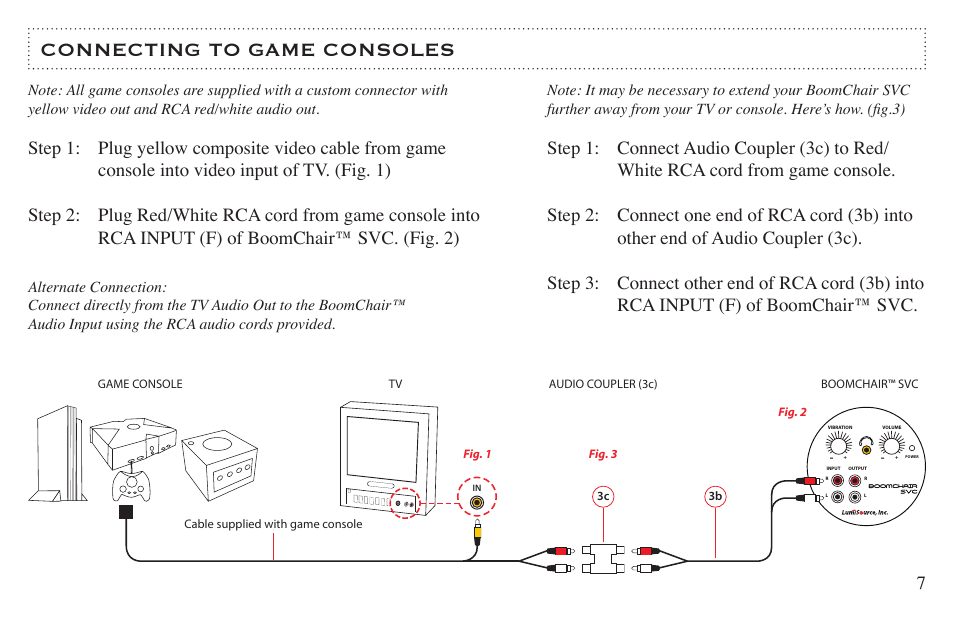 Connecting to game consoles | BoomChair SVC User Manual | Page 7 / 12