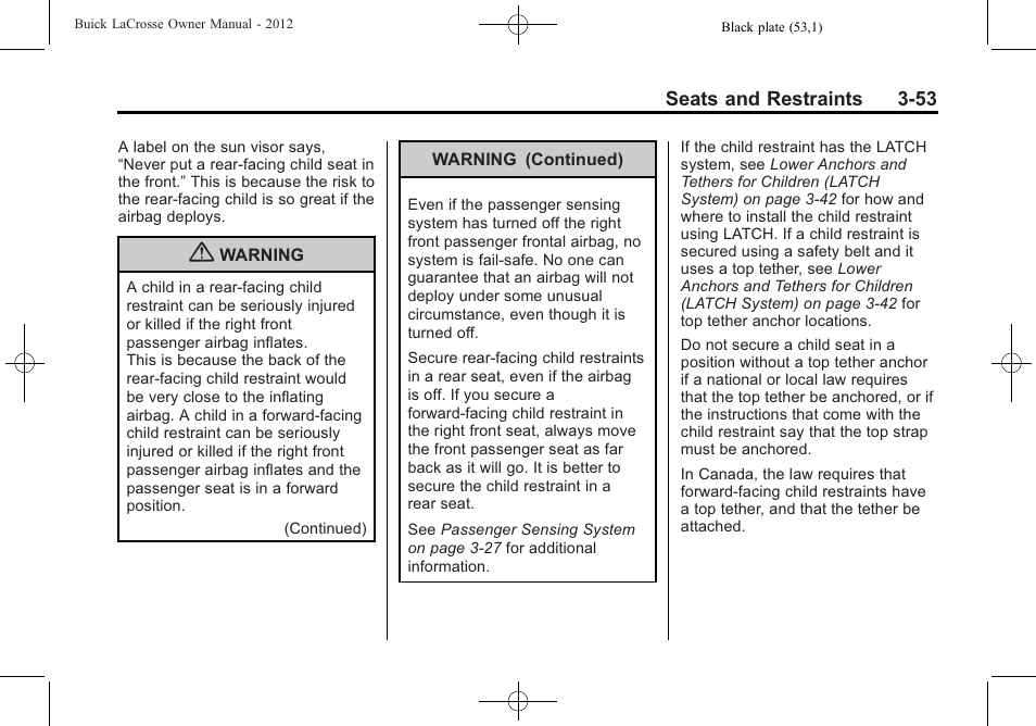 Buick 2012 LaCrosse User Manual | Page 109 / 496