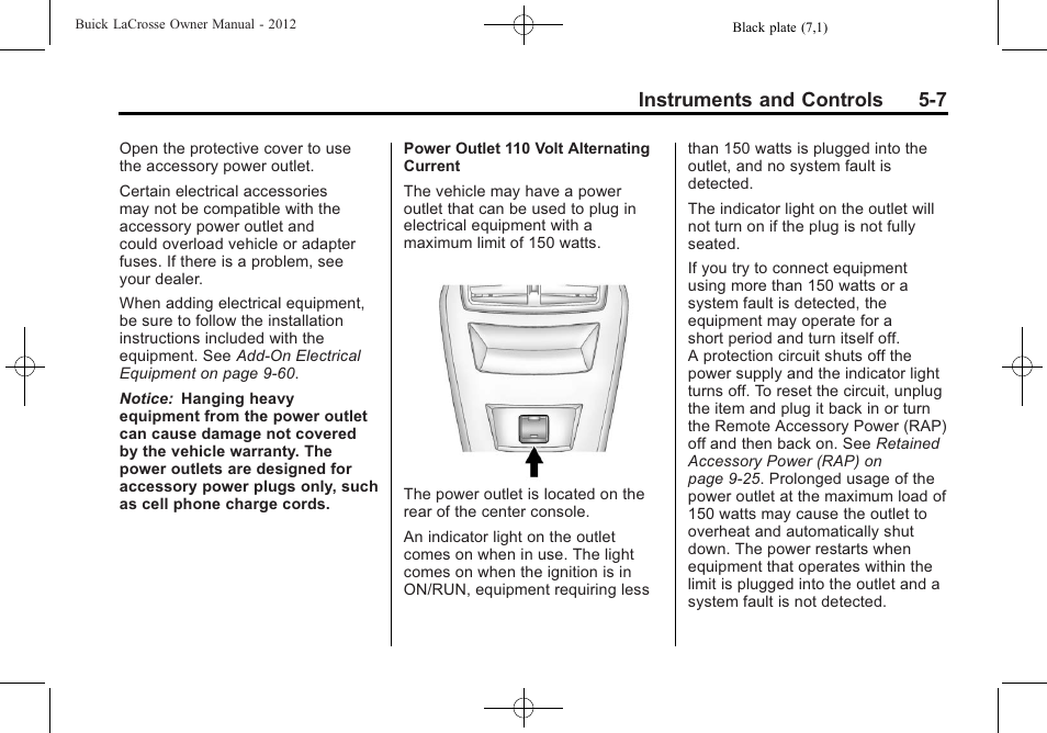 Instruments and controls 5-7 | Buick 2012 LaCrosse User Manual | Page 123 / 496