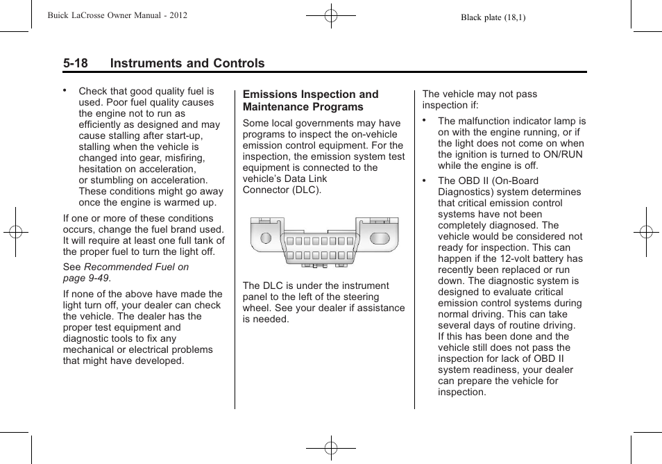 18 instruments and controls | Buick 2012 LaCrosse User Manual | Page 134 / 496