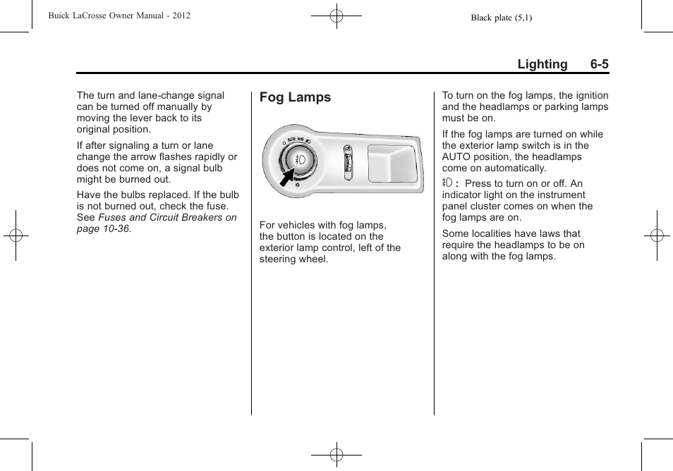 Fog lamps, Fog lamps -5 | Buick 2012 LaCrosse User Manual | Page 171 / 496