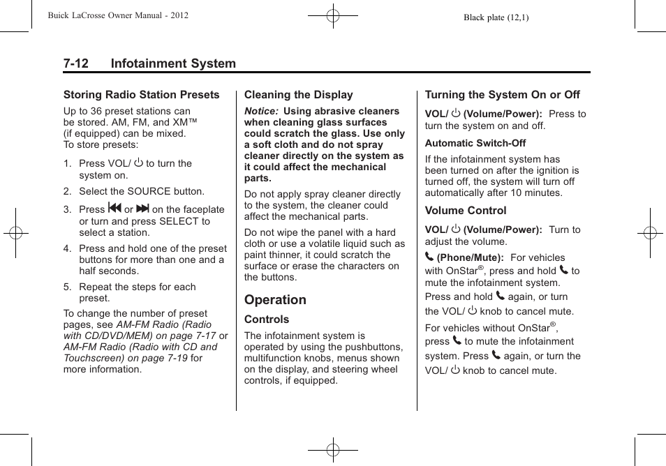 Operation, Operation -12 | Buick 2012 LaCrosse User Manual | Page 186 / 496