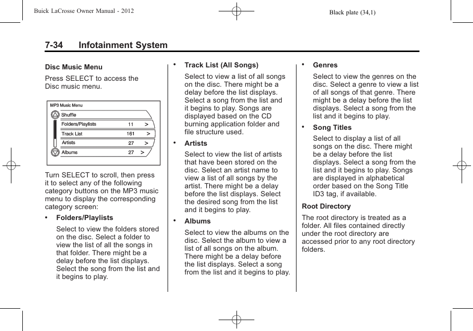 34 infotainment system | Buick 2012 LaCrosse User Manual | Page 208 / 496