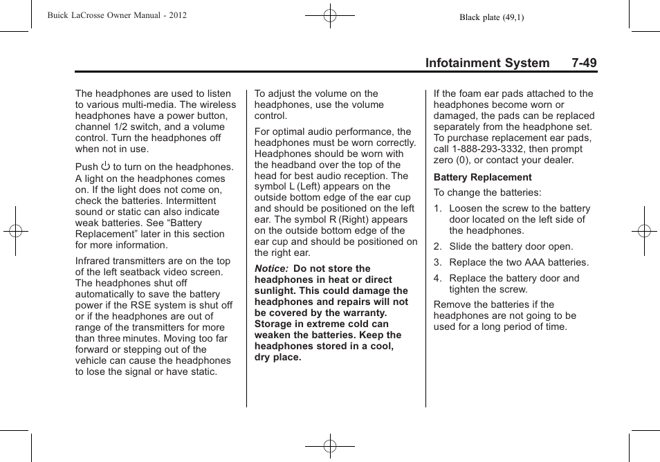 Infotainment system 7-49 | Buick 2012 LaCrosse User Manual | Page 223 / 496