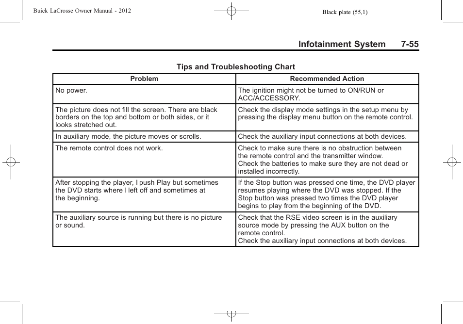 Infotainment system 7-55 | Buick 2012 LaCrosse User Manual | Page 229 / 496