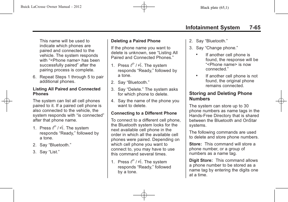 Infotainment system 7-65 | Buick 2012 LaCrosse User Manual | Page 239 / 496
