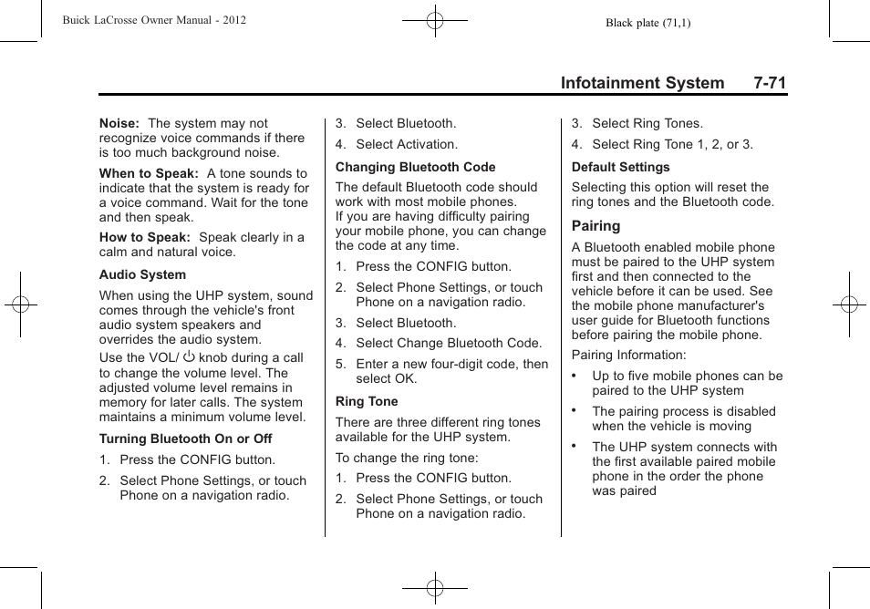 Infotainment system 7-71 | Buick 2012 LaCrosse User Manual | Page 245 / 496