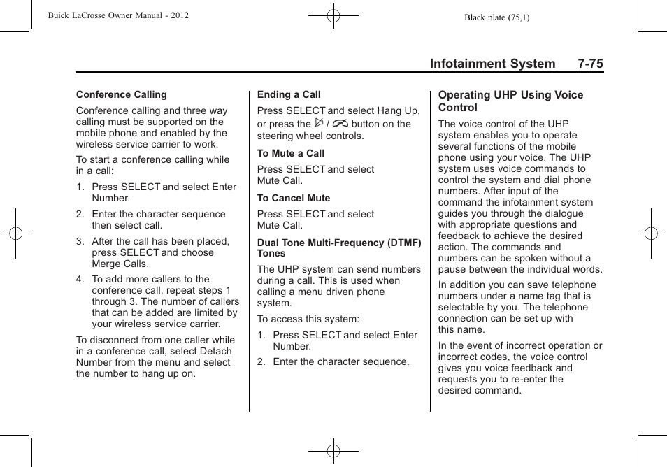 Infotainment system 7-75 | Buick 2012 LaCrosse User Manual | Page 249 / 496