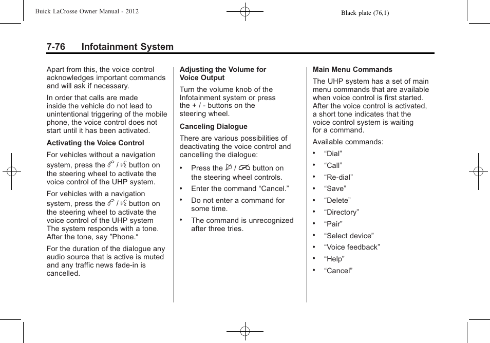 76 infotainment system | Buick 2012 LaCrosse User Manual | Page 250 / 496