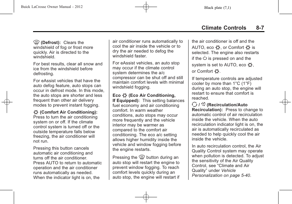 Buick 2012 LaCrosse User Manual | Page 263 / 496