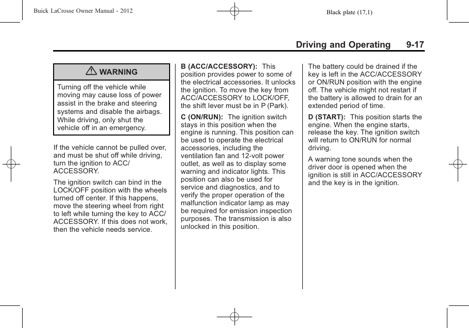 Buick 2012 LaCrosse User Manual | Page 283 / 496