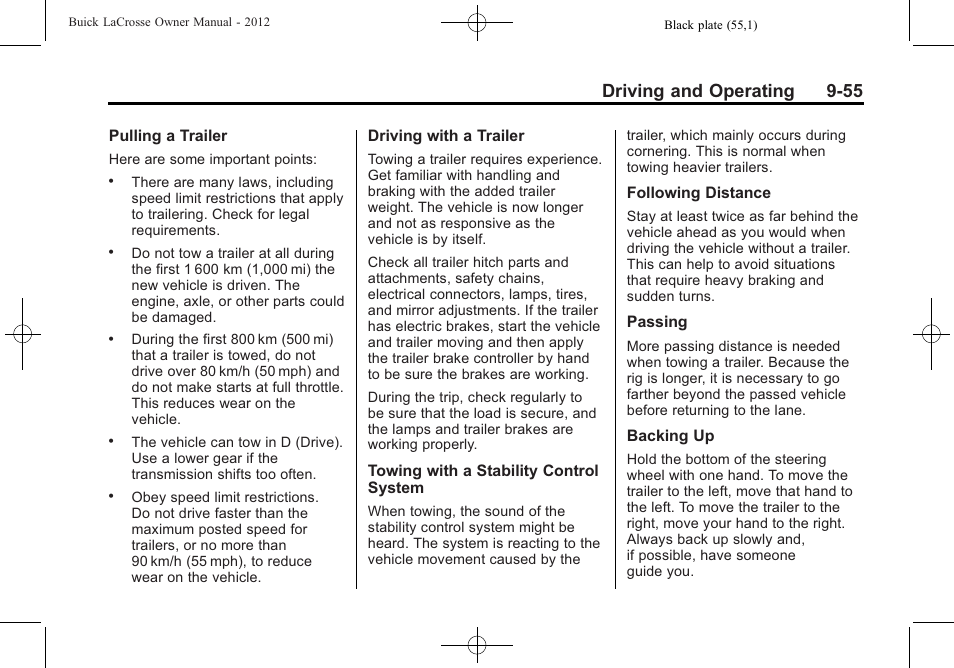Driving and operating 9-55 | Buick 2012 LaCrosse User Manual | Page 321 / 496