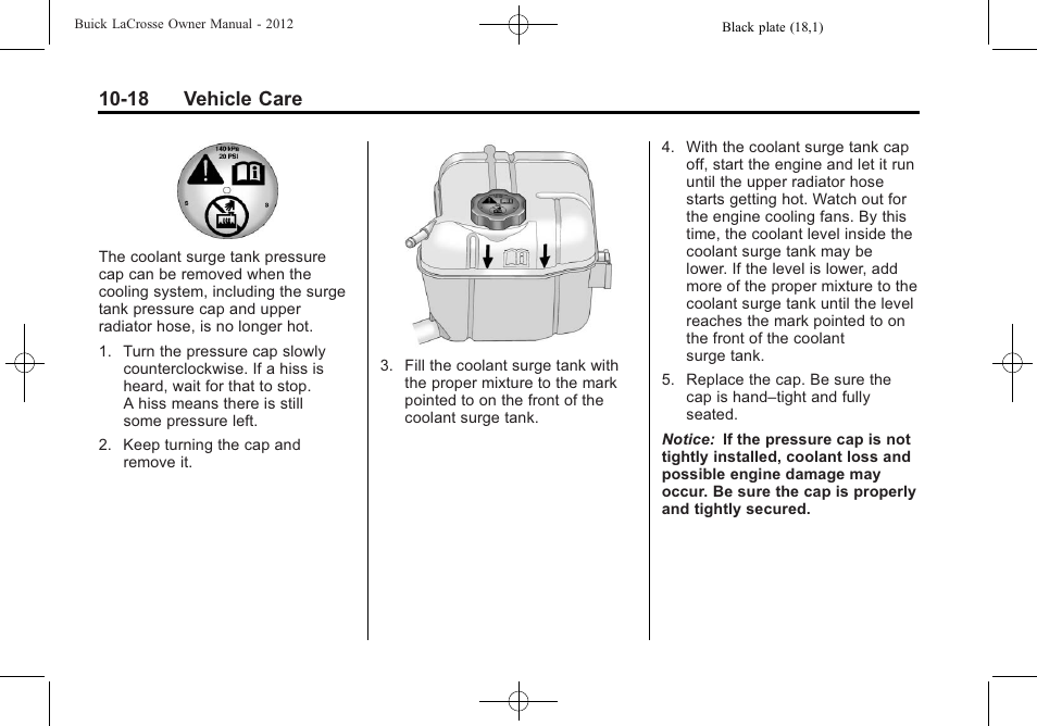 18 vehicle care | Buick 2012 LaCrosse User Manual | Page 344 / 496