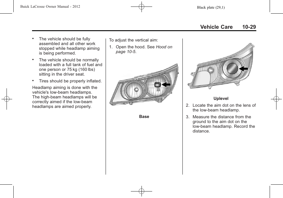 Vehicle care 10-29 | Buick 2012 LaCrosse User Manual | Page 355 / 496
